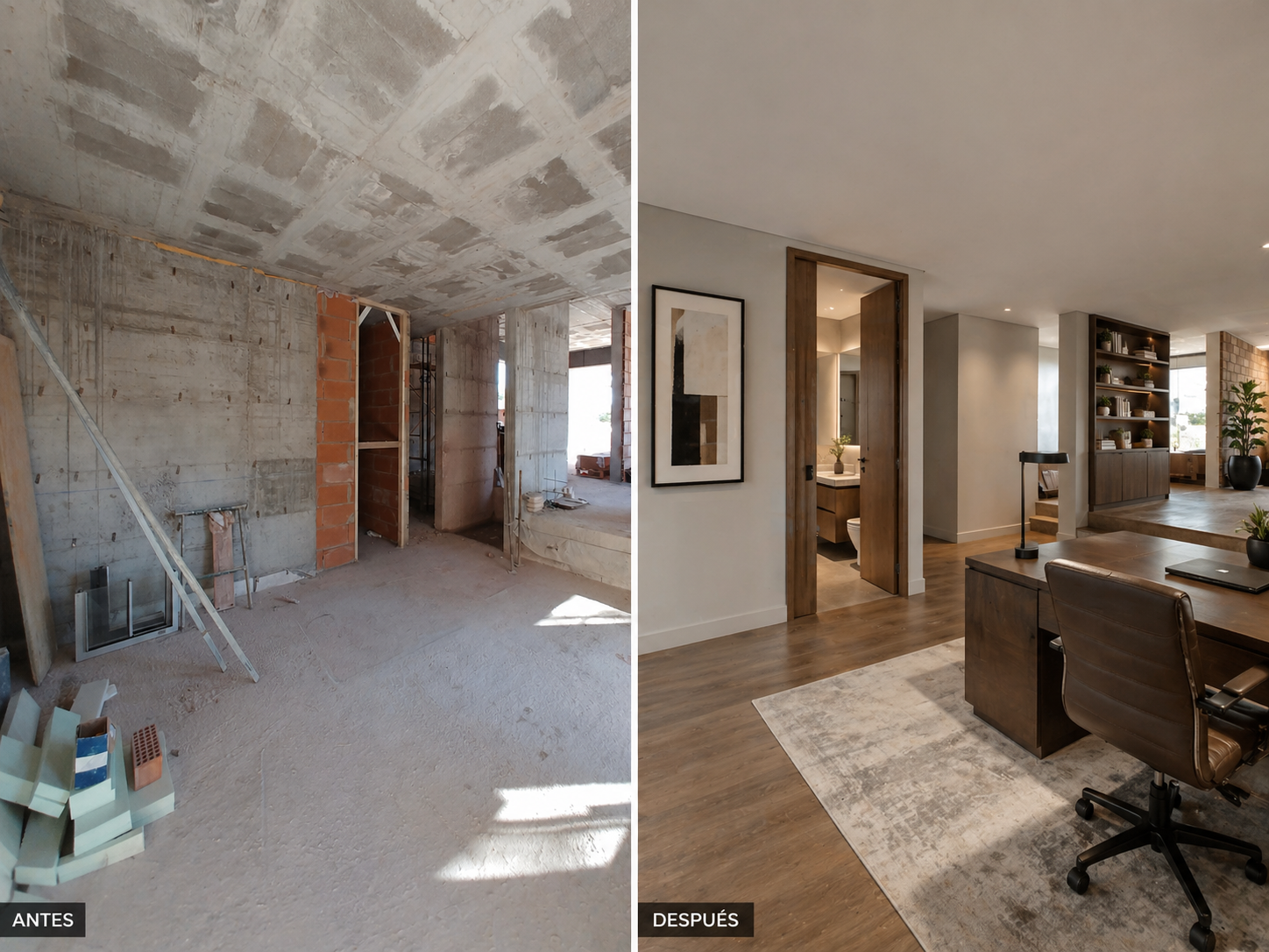 Reforma de despacho antes/después